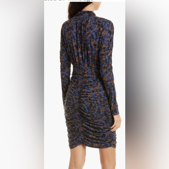 Veronica Beard Greta Blue and Brown Floral Mini Dress - Picture 4 of 13